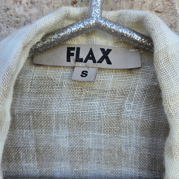 Flax Womens Striped Blouse Peter Pan Collar Button Front Linen Pleated Small - Picture 2 of 10